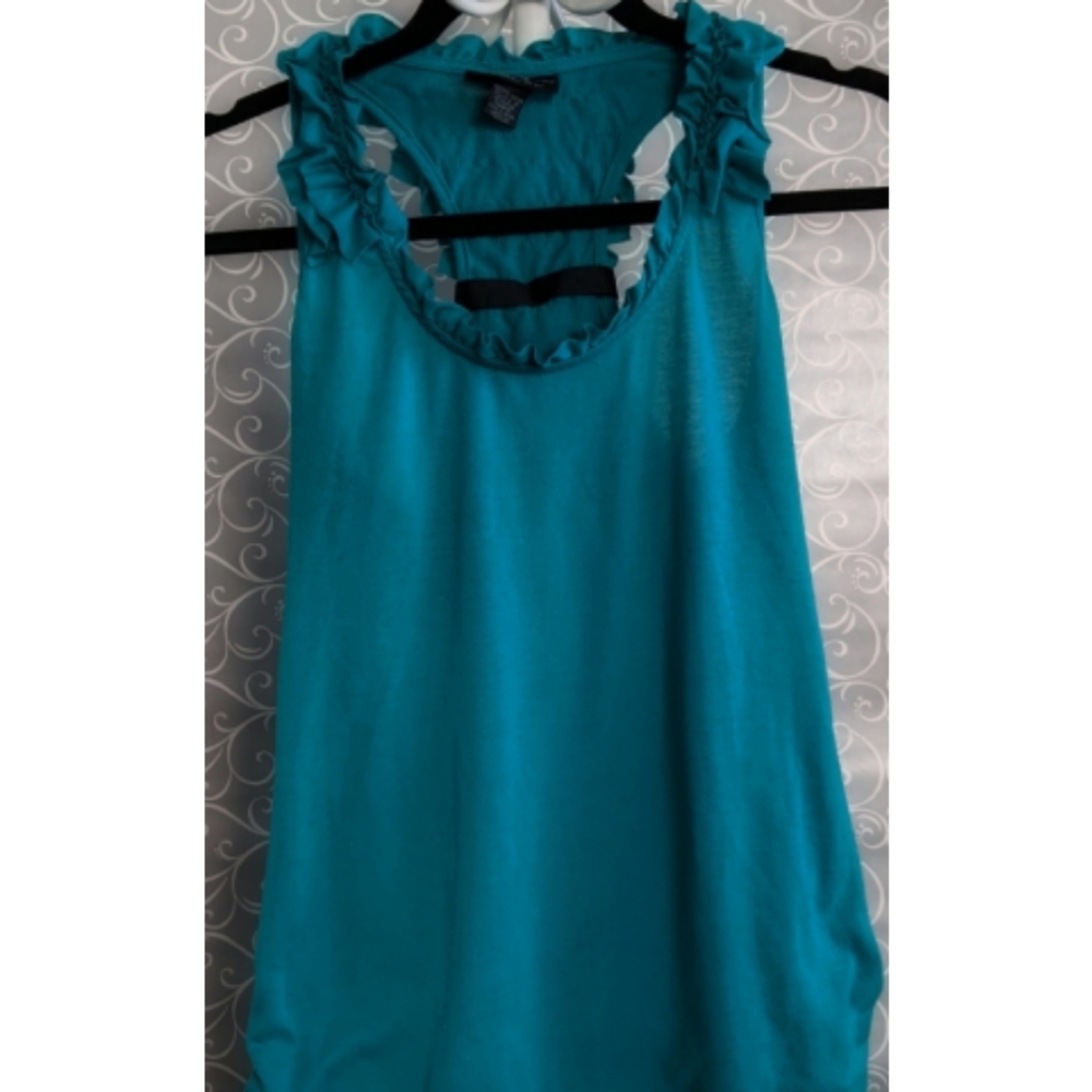 Self Esteem Teal racerback women's top w ruffles